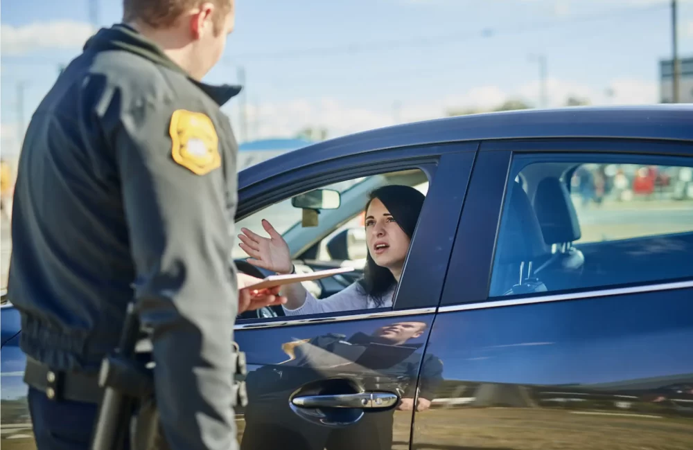 Police offering making traffic stop on woman